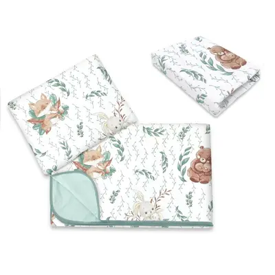 Lenjerie patut cu 3 piese, MimiNu, Cu cearceaf 120x60 cm, Din bumbac certificat Oeko Tex Standard 100, Cu paturica si pernuta, Lulu Natural BYN6426972025829