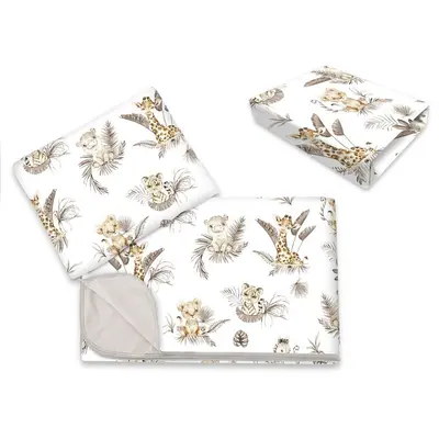 Lenjerie patut cu 3 piese, MimiNu, Cu cearceaf 120x60 cm, Din bumbac certificat Oeko Tex Standard 100, Cu paturica si pernuta, Savanna BYN6426972025799