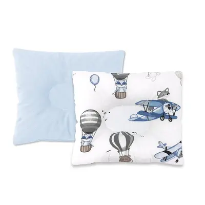 Perna bebelus, MimiNu, Profilata, Cu doua fete, Cu functie anti-soc, Pufoasa, Din catifea si bumbac, Materiale certificate Oeko Tex Standard 100, 23x26 cm, Blue Plane BYN6426972025621