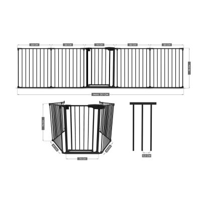 Poarta de siguranta transformabila in tarc modular cu 5 panouri, model configurabil, Guradian 6 Black LVTK5903796013856