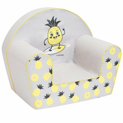 Fotoliu din burete, New Baby, Pentru copii, 42x53, Din spuma, Cu husa din bumbac, 9 luni - 5 ani, Pineapple BYN52574