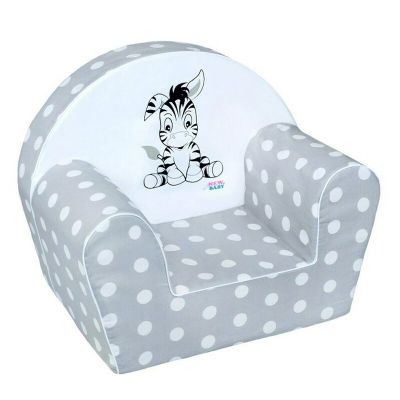 Fotoliu din burete, New Baby, Pentru copii, 42x53, Din spuma, Cu husa din bumbac, 9 luni - 5 ani, Zebra Grey BYN28974