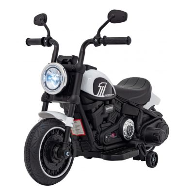 Motocicleta electrica chopper faster ahl008, roti si scaun din plastic, 78x30x55 cm, putere 20w - alb edeedipa.ahl008.bia