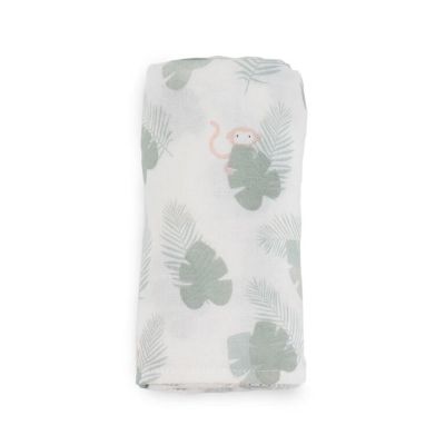 Muselina Din Bumbac Si Bambus, Scutec Sau Paturica Multifunctionala, Monstera Monkey Hunter Mint, 120 X 120 Cm Pjb32mm44-001
