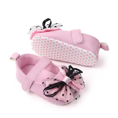 Pantofiori roz cu fundita neagra din tulle amby2281-1-sa5