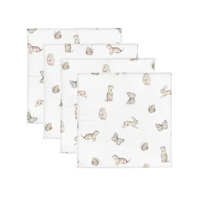 Set 4 Museline Din Bumbac Si Bambus, Scutec Multifunctional Dreamland, 30 X 30 Cm Pjb6535