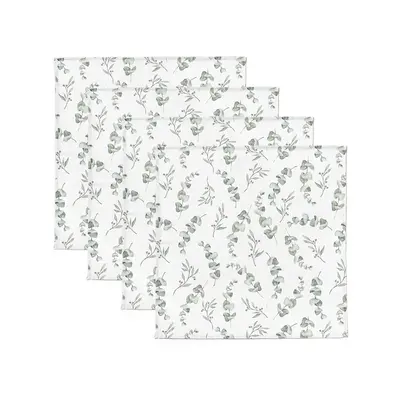 Set 4 Museline Din Bumbac Si Bambus, Scutec Multifunctional Eucaliptus, 30 X 30 Cm Pjb4136