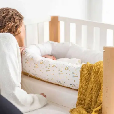 Suport De Dormit Babynest 2in1 Bara Protectie Patut Premium Bumbac, Nairobi Mustard 95x65x18 Cm Pjb29na41-048