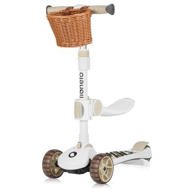 Trotineta, Lionelo, Franky, Multifunctionala, Pliabila, Pana la 50 kg, Bicicleta cu 3 roti si trotineta de echilibru, Ghidon reglabil, Sezut detasabil, Roti cu LED, Conform cu EN71, EN62115, 12 luni+, Bej BYNLO-FRANKY_BEIGE