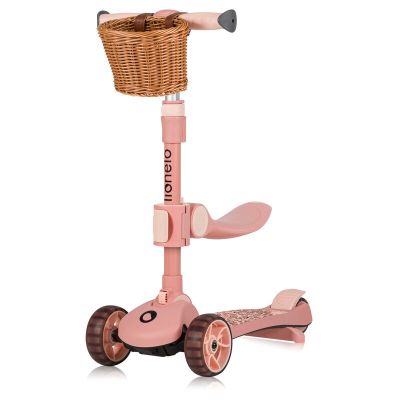 Trotineta, Lionelo, Franky, Multifunctionala, Pliabila, Pana la 50 kg, Bicicleta cu 3 roti si trotineta de echilibru, Ghidon reglabil, Sezut detasabil, Roti cu LED, Conform cu EN71, EN62115, 12 luni+, Roz BYNLO-FRANKY_PINK_ROSE