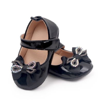 Pantofiori cu fundita cu strasuri, negri, din lac csbb3029-1-va1