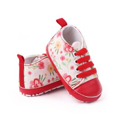 Tenisi albi cu floricele corai chby2278-2-va2