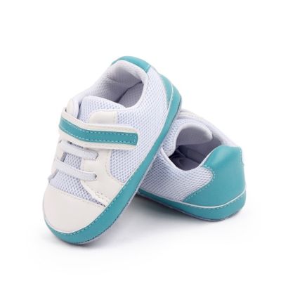 Adidasi sport pentru bebelusi albi cu insertii turcoaz chd2800-1-va4