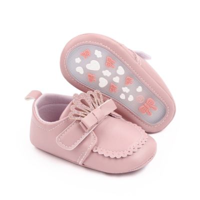 Pantofiori roz pudra cu fundita si coronita chd2789-3-va4