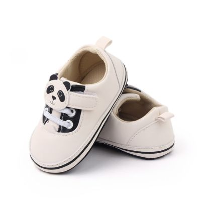 Pantofiori bebelusi, albi cu negru - panda csbb2258-1-va6