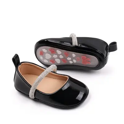 Pantofiori negri lacuiti cu bareta cu strasuri csbbw3179-1-va7