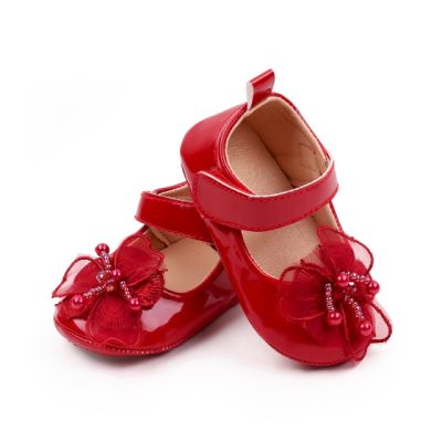 Pantofiori rosii lacuiti cu floricica eleganta csbbw3097-2-va7