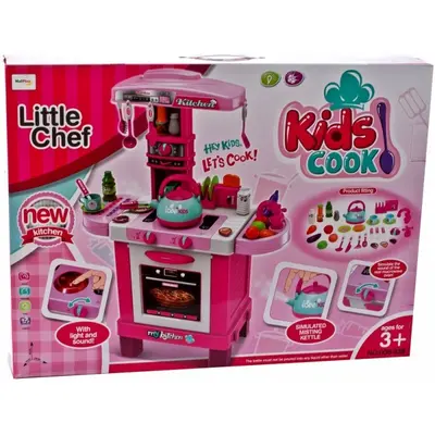 BUCATARIE PENTRU FETITE MALPLAY CU ELECTROCASNICE CEAINIC SI ACCESORII LUMINI SI SUNETE VIV008-939