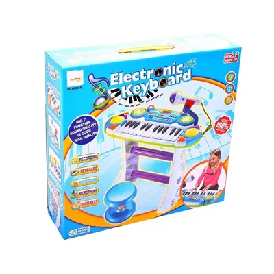 INSTRUMENT MUZICAL PIANINA ELECTRONICA MALPLAY CU SCAUN SI MICROFON 45 CM INALTIME ALBASTRU VIVBB335B