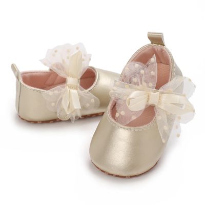 Pantofiori eleganti aurii cu fundita din tul chj09-2-va8