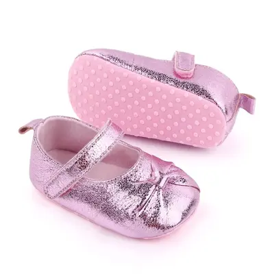 Pantofiori roz metalic cu fundita pentru fetite chd2645-1-va8