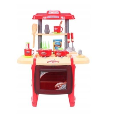 SET DE JOACA MALPLAY BUCATARIE PENTRU COPII CU ACCESORII SI CUPTOR ROSU 65 CM VIVWD-P15