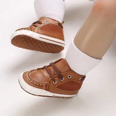 Pantofi pentru bebelusi, maro, cu sireturi csc-788-3-va10