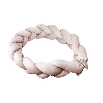 Protectie laterala, MimiNu, Pentru patut, Tip Bumper impletit, Din catifea, 220x23 cm, Beige Pink BYN6426972026451