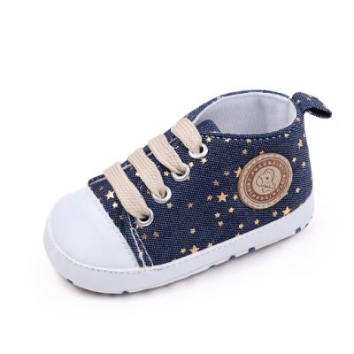 Tenisi pentru bebelusi, denim cu stelute aurii csys-19-2-va10