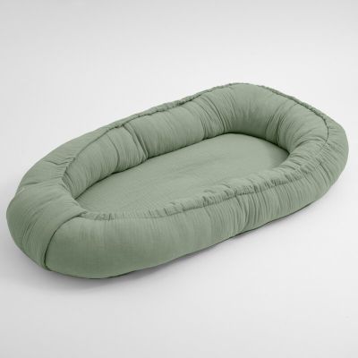 Cosulet bebelus, New Baby, Pentru dormit, Baby Nest 80 x 50 cm, Din muselina, Din materiale certificate Oeko Tex Standard 100, Salvia BYN56727