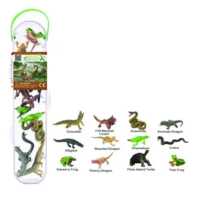 Cutie cu 12 minifigurine pictate manual reptile si amfibieni a1194 - okecola1194box