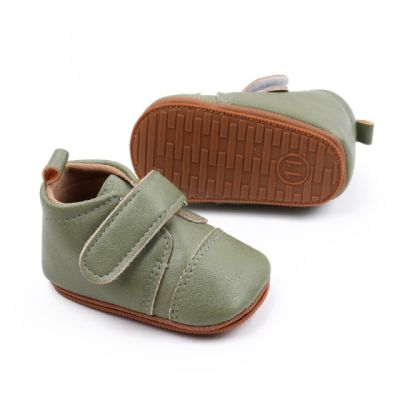 Pantofiori pentru baietei, verzi, cu bareta cu arici csbxc3222-3-va11