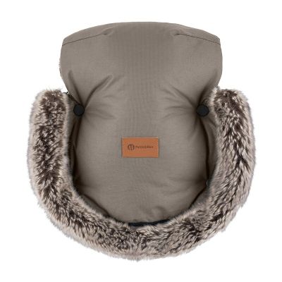 Manusi calduroase pentru carucior, Petite&Mars, Furry, Cu blanita detasabila, Pentru vremea rece, Potrivite pentru orice carucior, Impermeabile, Inchidere prin capse, Mocha Mousse BYN527596