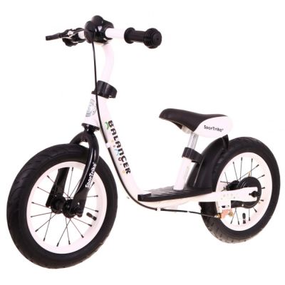 Bicicleta fara pedale cu frana, suport picioare, roti gonflabile, balancer sportrike - alb edeedirb.wb-21.bi