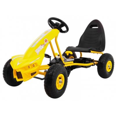 Kart cu pedale si roti gonflabile, varsta 3 ani+, 114x59x63 cm, gokart champion - galben edeedia18.zol