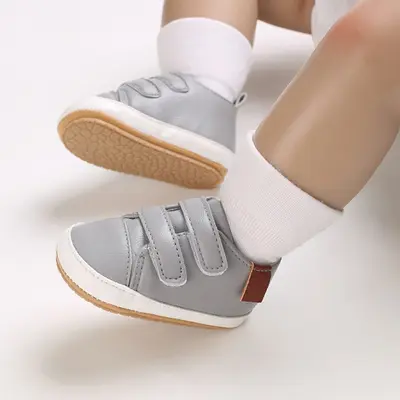 Pantofi sport pentru bebelusi, gri cu barete cu arici cse116-3-va12