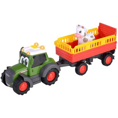 Tractor simba abc fendt animal trailer 30 cm cu lumini, sunete, remorca si figurina hubs204115011