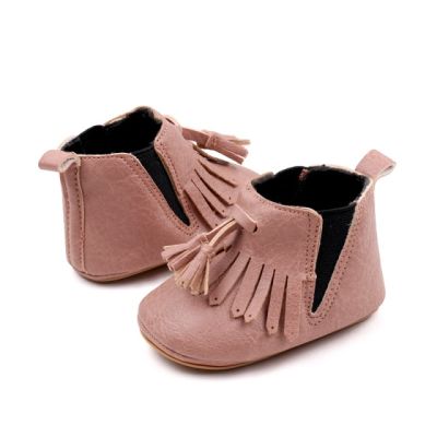 Ghetute pentru bebelusi, roz pudra, cu franjuri csbjz3139-2-va13