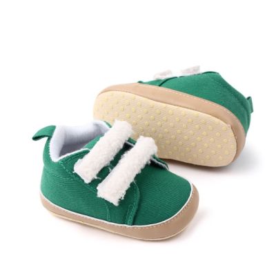 Pantofi pentru bebelusi, verzi, cu barete din blanita csbl2250-3-va14