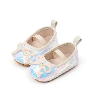 Pantofiori albi cu paiete si fundita chbxc4187-4-va14