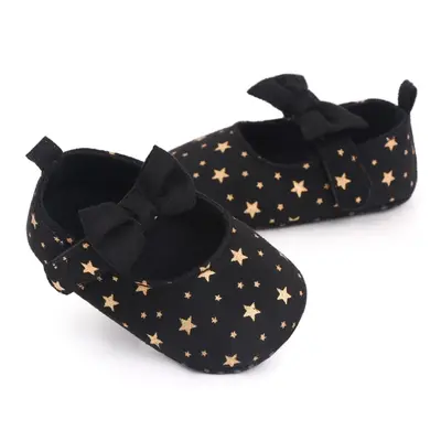 Pantofiori bebelusi negri cu stelute aurii si fundita eleganta chd2515-4-va6