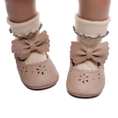 Pantofiori eleganti pentru bebelusi cu fundita si perforatii florale chb148-6-va18
