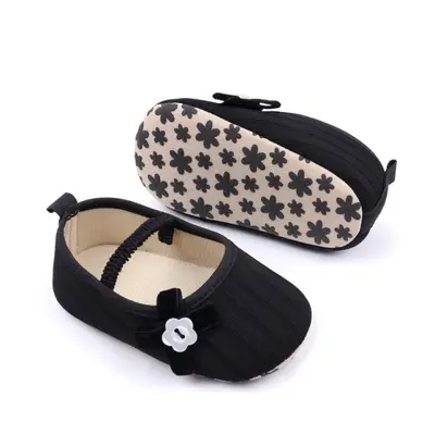 Pantofiori negri cu floricica alba decorativa csbyq3153-1-va17