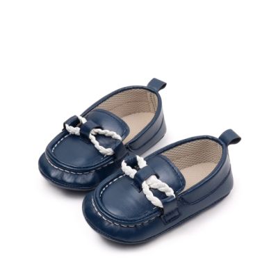 Pantofiori tip mocasini, bleumarin, cu fir alb impletit chbbw3239-2-va17