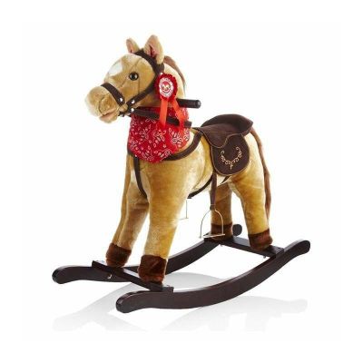 Calut balansoar din plus, Free2Play, Cu esarfa si manere, Cu sunete specifice si de galop, 74x30x64 cm, Brown BYN6120
