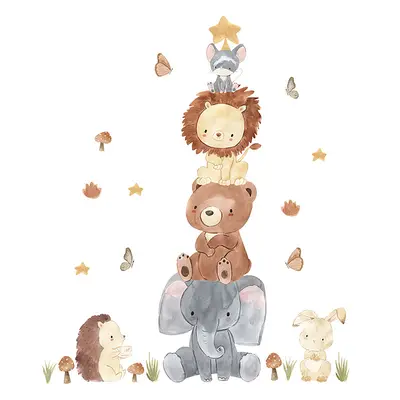 Sticker Decorativ Pentru Copii, Autoadeziv, Piramida Animalelor, 100x80 cm EKDWS63043