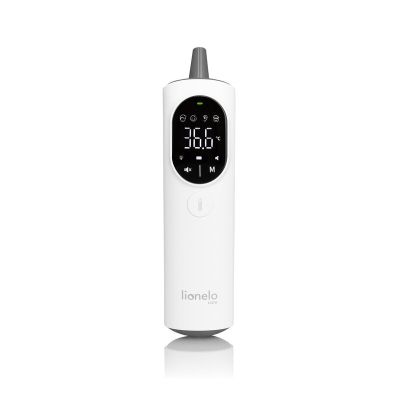 Termometru, Lionelo, FeverScan, Cu infrarosu, Fara contact, Rezultat ultrarapid, Potrivit si pentru alimente, Cu 4 moduri de functionare, Cu indicator LED si alarma sonora, Cu husa de depozitare BYNLOC-FEVERSCAN
