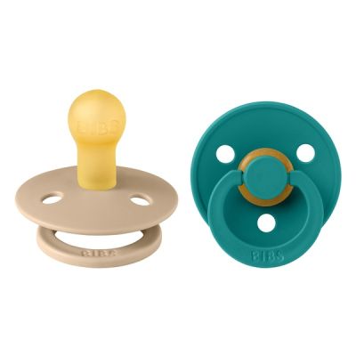 Bibs - set 2 suzete colour latex, tetina rotunda, 0 luni +-scuba/taupe bbb110453