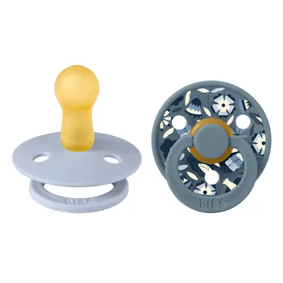 Bibs x liberty - set 2 suzete colour bobo latex, tetina rotunda, 6 luni+-dusty blue/petrol bbb12020102