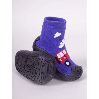 Mocasini pentru copii cu talpă antiderapantă – model mașină de pompieri roșie obg-0003c